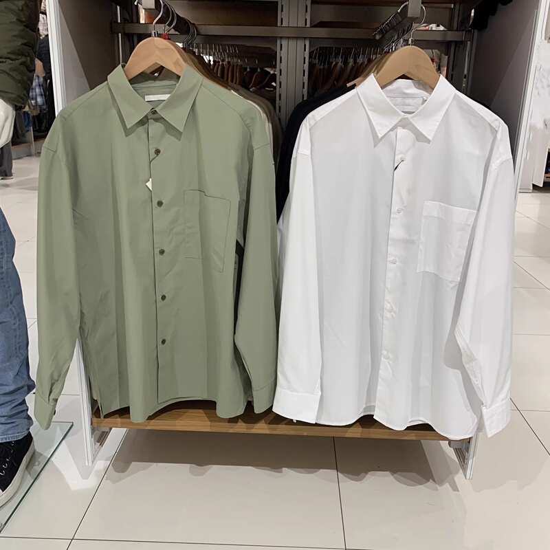 Fitting Room Production 2024 Autumn New Casual Loose Long-Sleeved Shirt Solid Color Jacket for Men and Women K471799