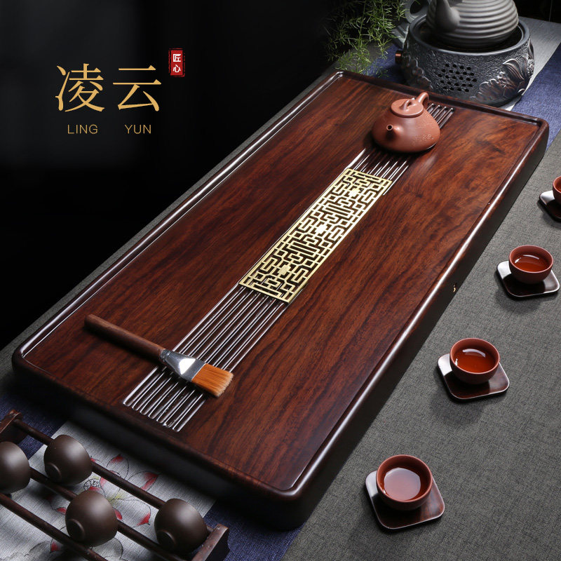 Black Sandalwood Tea Tray Solid Wood Tea Set Whole Pure Log Tea Desk Home Modern Minimalist Gongfu Tea Sea Nursery Light Extravaganza
