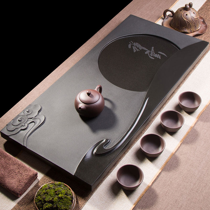 Ujimji tea plate household simple natural stone tea table kung fu tea set small tray drainage tea cube