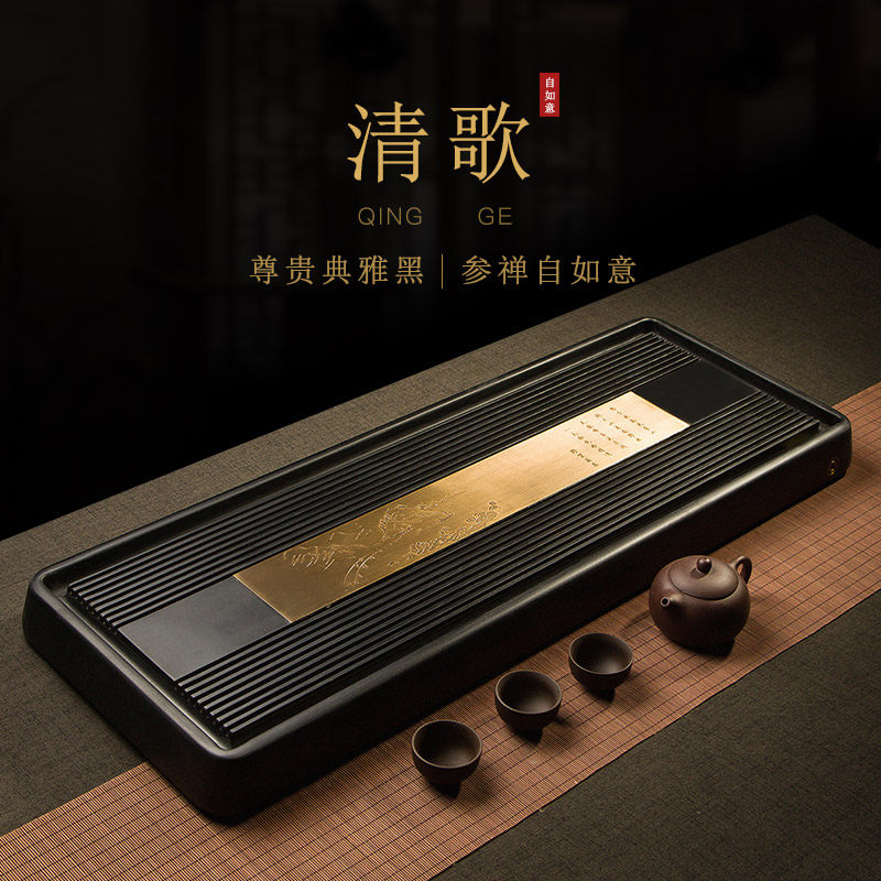 Electric wood tea tray Home whole block of electric wood tea Taipower tea with inlaid copper sheet tea sea big number drain type tea