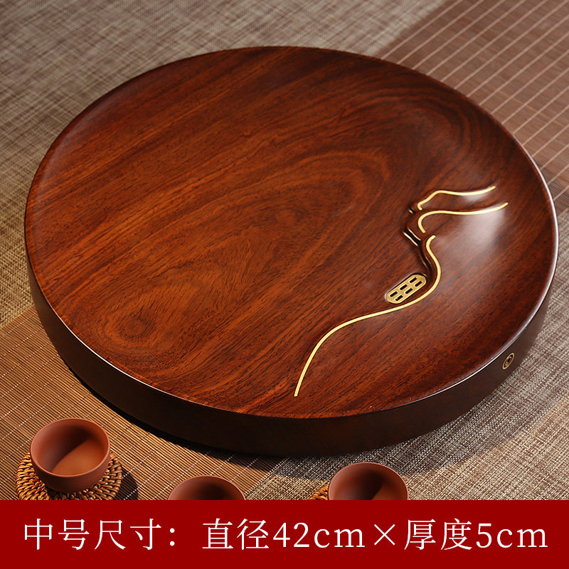 Round tea tray Dishes Home Black Sandalwood Tea Tray New Chinese Style Brief Solid Wood Tea Table Whole Log Tea Sea Upscale