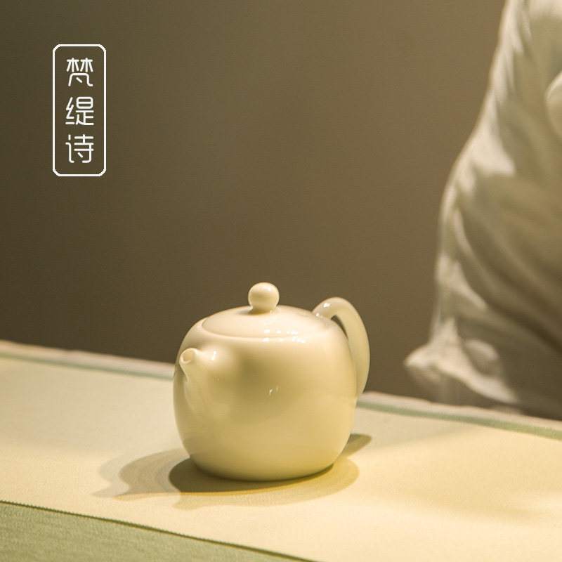 Sanskrit poetry goat fat jade porcelain teapot white kutian tea with defied white porcelain Spot ceramic tea maker home