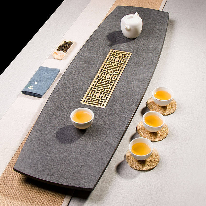 Wujin stone tea tray home simple natural whole stone tea table stone kung fu tea set drainage tea tray