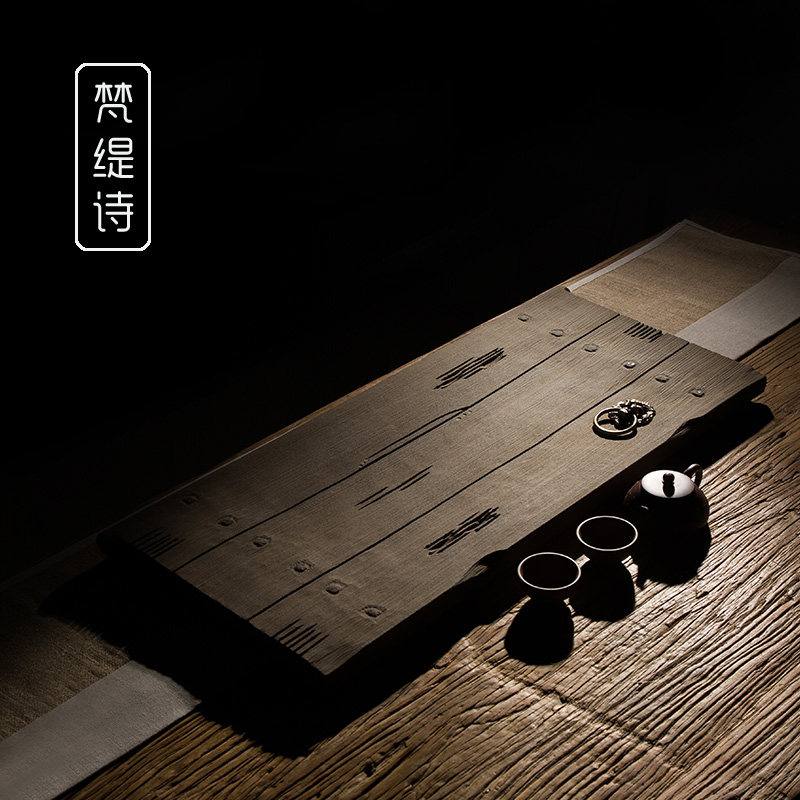 Ventil poetry and creation of black gold stone tea tray stone tea sea Kung Fu tea table black gold stone collection of tea sea vintage door
