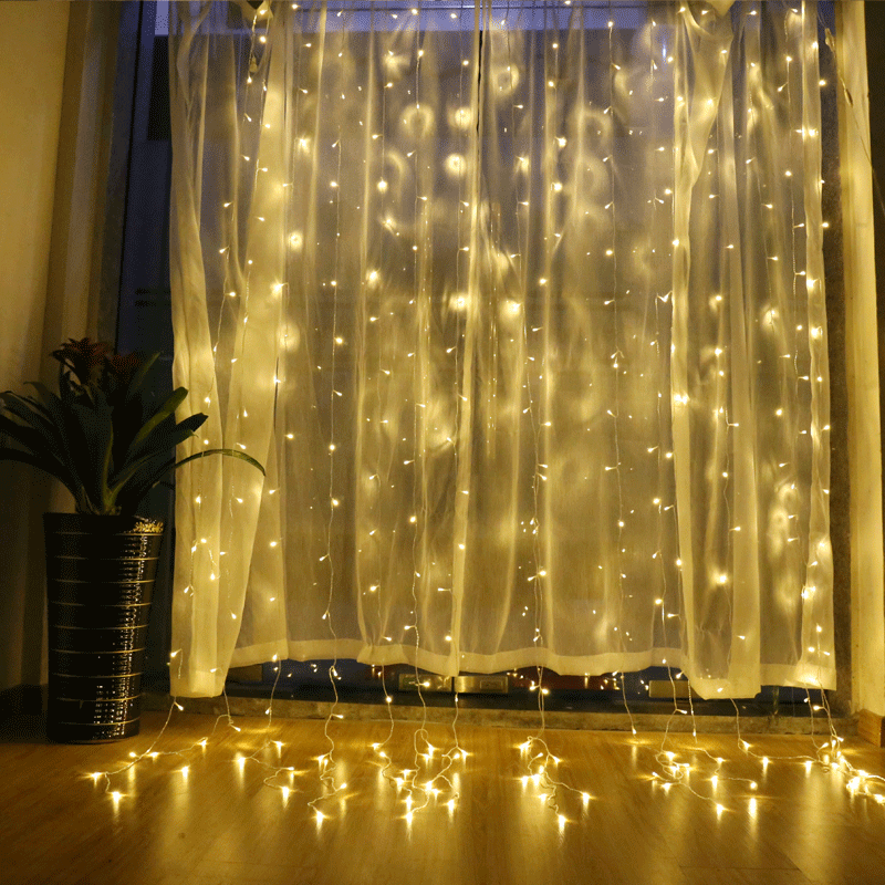 Balcony colorful lights Flash lights String lights Bedroom starry curtains decorate anchor room Waterfall proposal layout interior