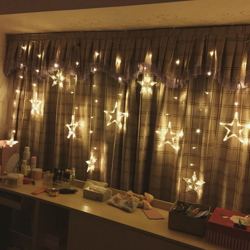 Stars Starry Bedroom Lights Flashing String Lights Decorations Room Layout Romantic Balcony Curtains Home New Year