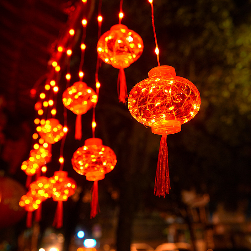 2022 New Year small lantern hanging chandelier outdoor Spring Festival home festive decoration door big red light string New Year