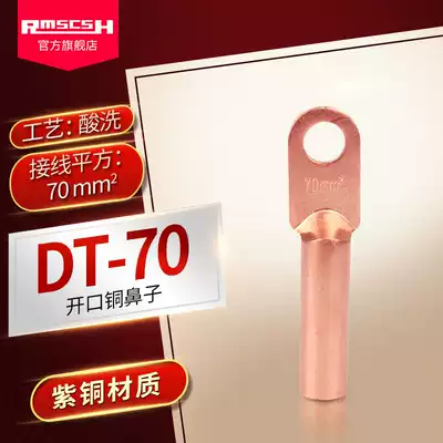 DT-70mm2 square copper nose plugging oil type cold-pressed terminal terminal terminal terminal terminal wiring cable copper connector wire lug