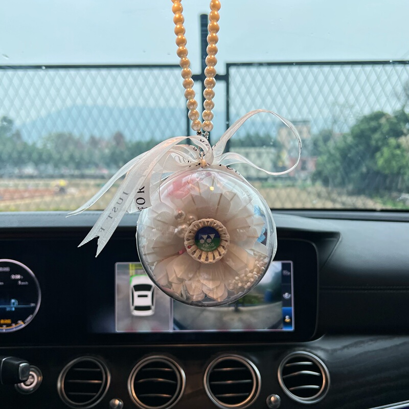 Car Pendant, Badminton Gift, Eternal Flower, Car Rearview Mirror, Creative Car Interior Hanging Ornament, Car Decoration Gift Flower