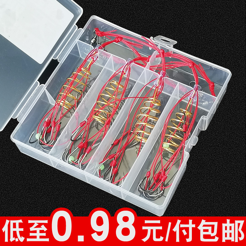 New anti-hanging bottom explosion hook Ishini bomb hook set fishing set spring hook fish hook fish hook sea rod throw rod fishing hook
