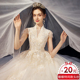 Pháp váy cưới ánh sáng 2020 mới đơn giản nhỏ v-cổ áo siêu cổ tích cô dâu Sen mô hình giấc mơ đuôi khí 2019