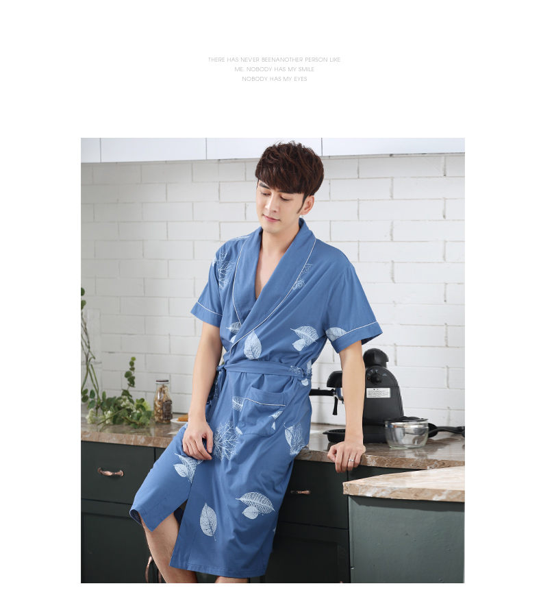 情侣睡袍女夏纯棉短袖男士浴袍衣夏季大码薄款