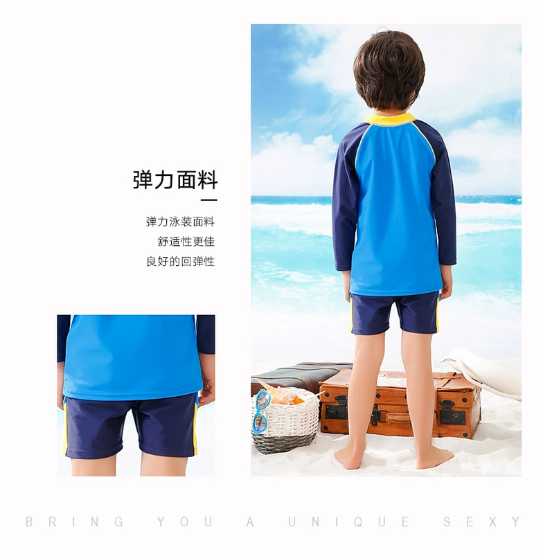 Heatwave sóng nhiệt cậu bé áo tắm chia cậu bé dài tay lớn boyshort trẻ em đồ bơi 35147 - Bộ đồ bơi của Kid