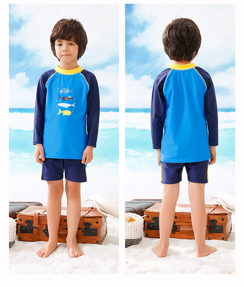 Heatwave sóng nhiệt cậu bé áo tắm chia cậu bé dài tay lớn boyshort trẻ em đồ bơi 35147 - Bộ đồ bơi của Kid đồ bơi cho be trai