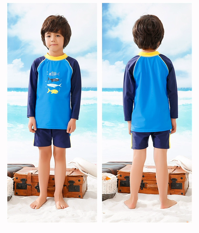 Heatwave sóng nhiệt cậu bé áo tắm chia cậu bé dài tay lớn boyshort trẻ em đồ bơi 35147 - Bộ đồ bơi của Kid đồ bơi cho bé trai 1 tuổi