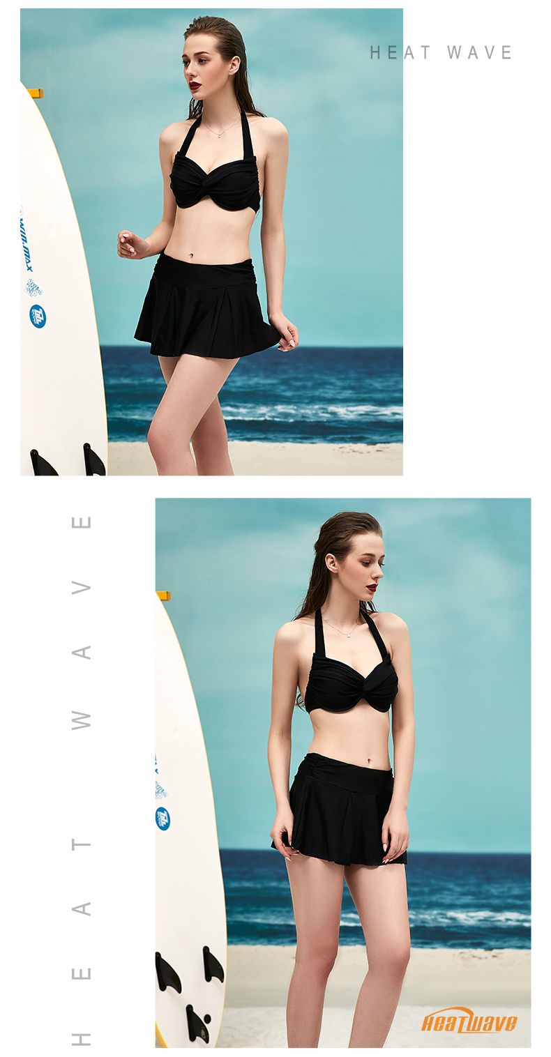 Áo tắm sóng nhiệt Heatwave nữ màu đen gợi cảm bikini nhỏ ngực tập hợp bộ đồ bơi mỏng chia 81773 - Bikinis ao tắm