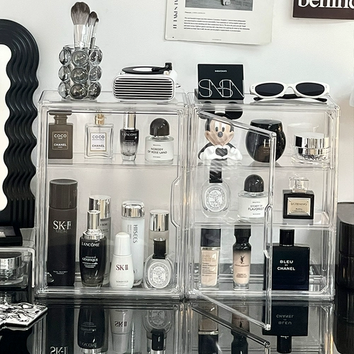 Прозрачные настольные духи, косметическая коробка для хранения для ухода за кожей, туалетный столик, помада