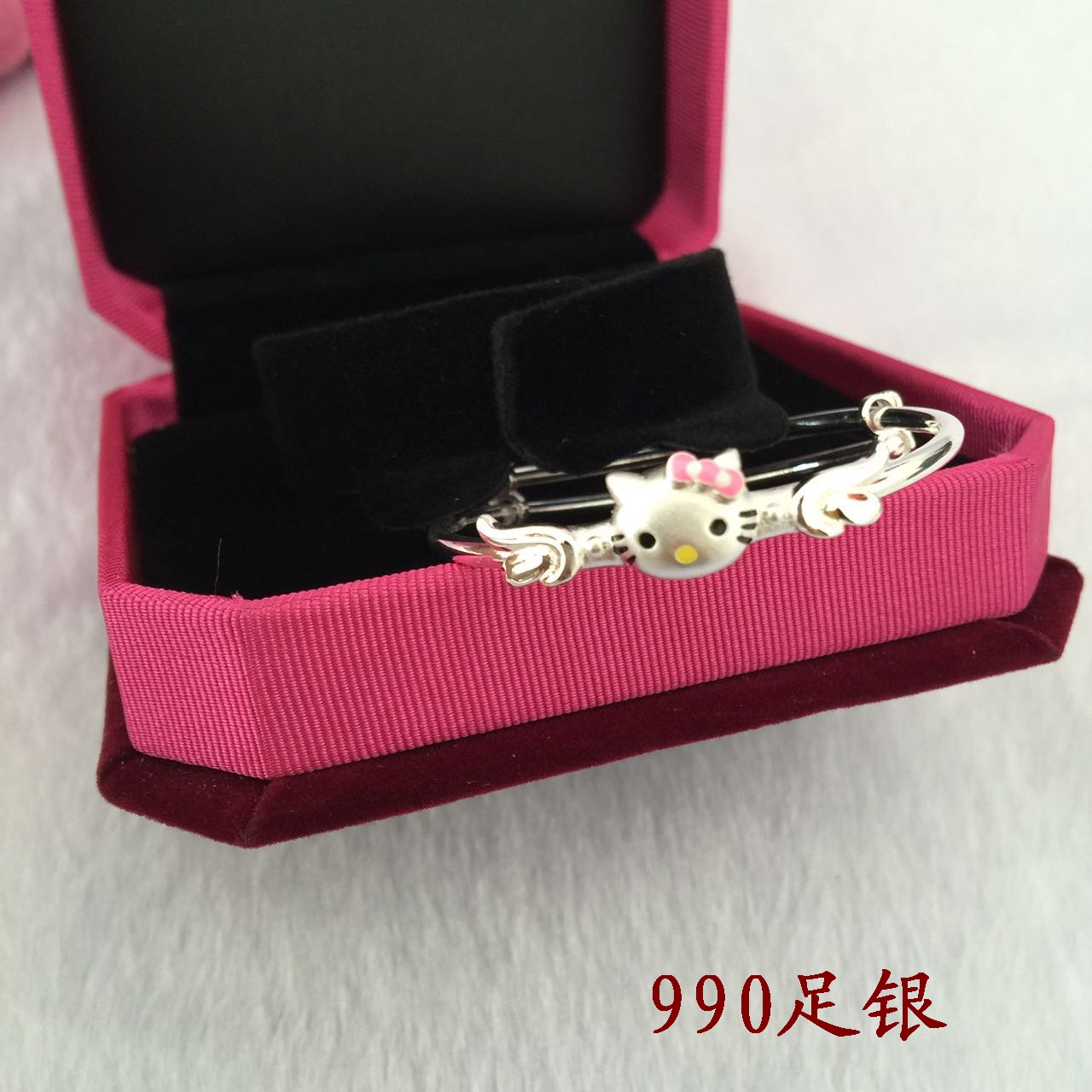 S990 bé sterling bạc vòng đeo tay hellokitty hello kitty bạc vòng đeo tay nữ con con trăng tròn món quà sinh nhật