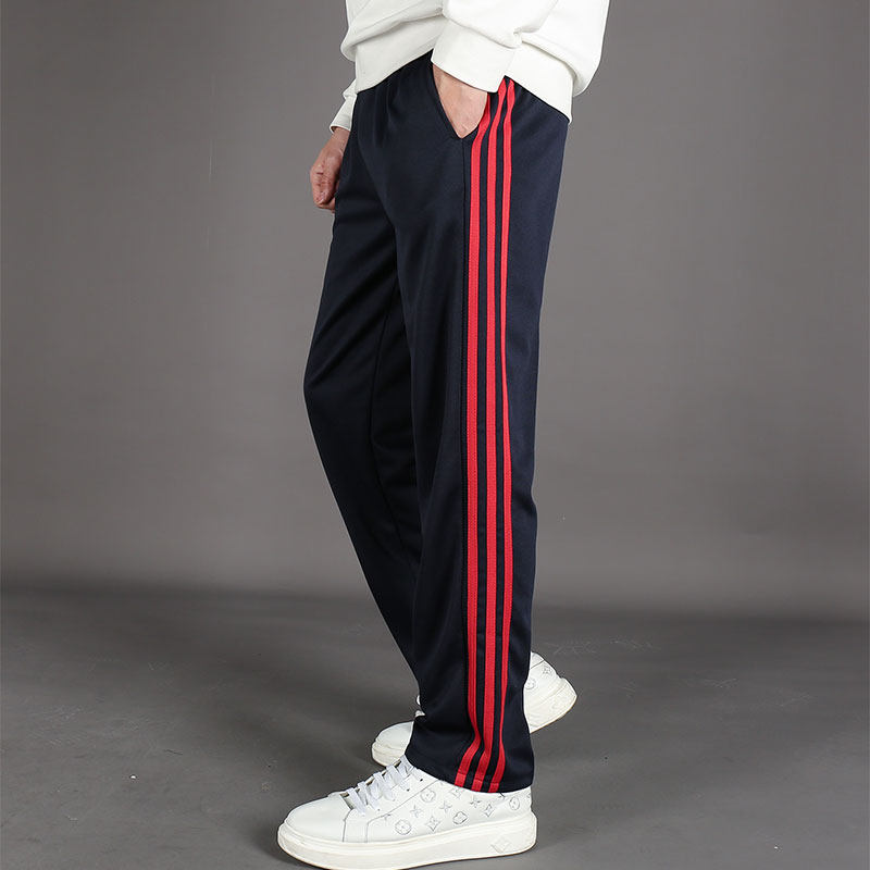 School Uniform Pants Three Bars Men And Women Straight Drum Sports Long Pants High School Students School Pants Three Track Bar Red Strips Dark Blue