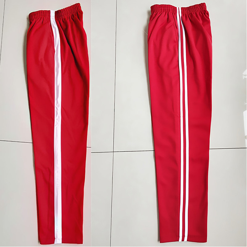 School uniform pants red pants two white bars straight loose loose primary school students junior high school students sports pants large size