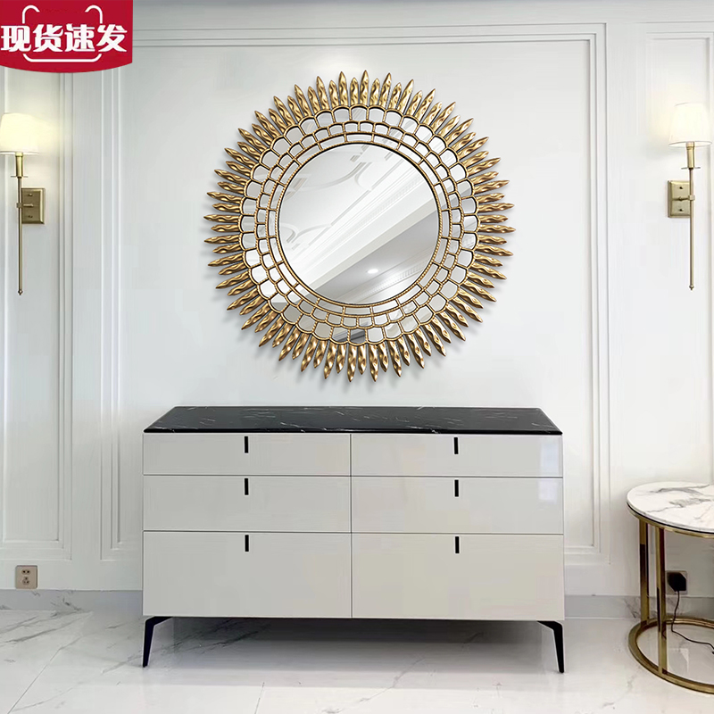 French luxury soft decoration mirror Entrance mirror Fireplace mirror Mirror Dining mirror Wall hanging mirror Custom hanging mirror