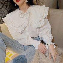 2021 early autumn new foreign style white doll collar shirt base shirt design niche slim long-sleeved top for women