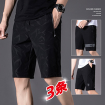 Shorts mens summer ice silk sports casual five-point trend loose large pants thin section quick-drying beach pants