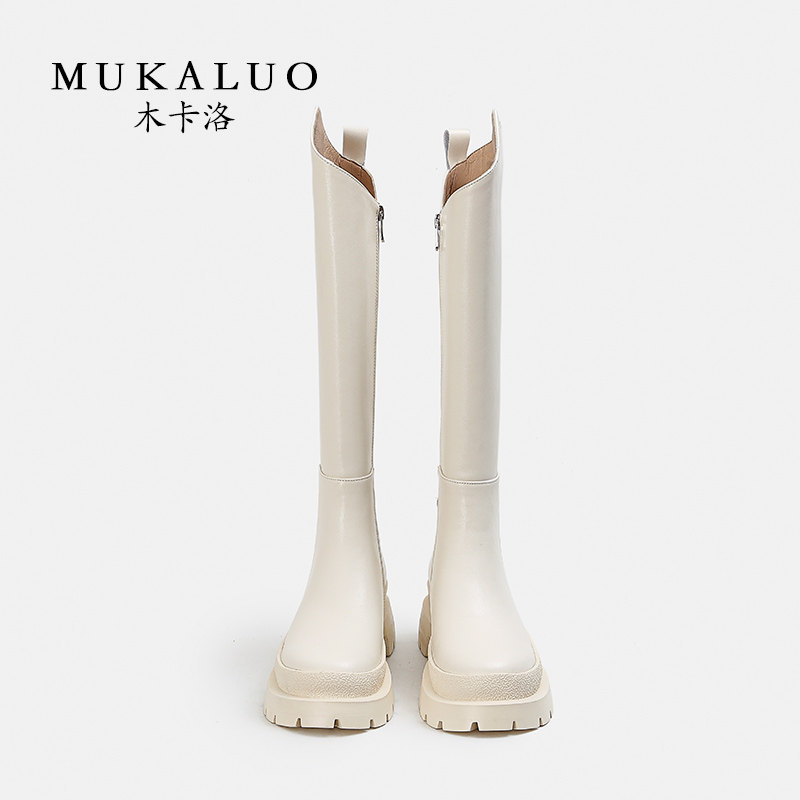 Wood Carlo riding boots woman 2021 new autumn and winter high cylinder long cylinder boots though kneecap coarse legs small sub-long boots