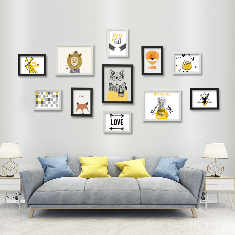 Simple 11-frame creative living room can be free of punch photo wall decoration bedroom photo wall photo frame wall background wall hanging wall