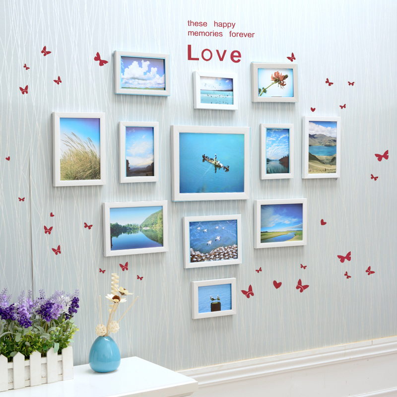 12 Boxes Living-room Minimalist Photo Wall Decoration Wedding Photos Creative Combo Photo Frame Wall Eurostyle Hanging Wall Heart-shaped Photo Wall