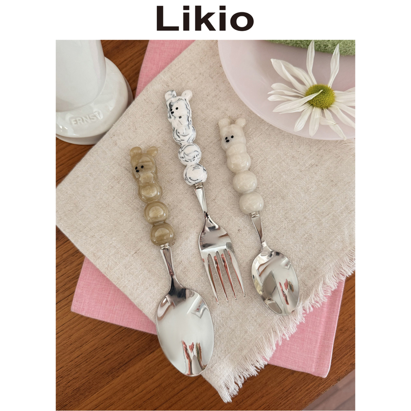 Likio Wowo Snowball Wangwang 3D Puppy Tableware Original Design Dessert Spoon Stainless Steel Dinner Fork Likio Wowo Snowball Wangwang 3D Puppy Tableware Original Design Dessert Spoon Stainless Steel Dinner Fork