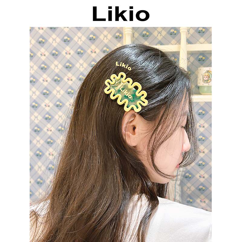Likio Original Design Romantic Geometric waveform Collision Color side clip Side haircut Lady New Acetate Duckbill Clip-Taobao