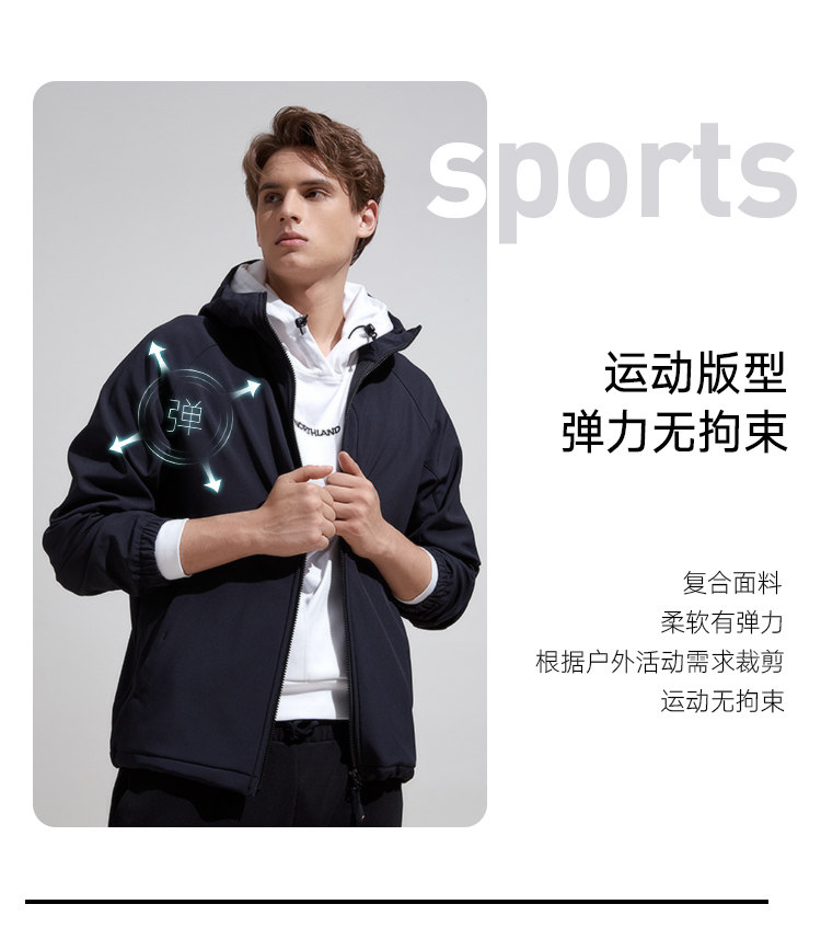 奥地利国宝级品牌 诺诗兰 男士防风防水 四面弹力软壳外套 图4