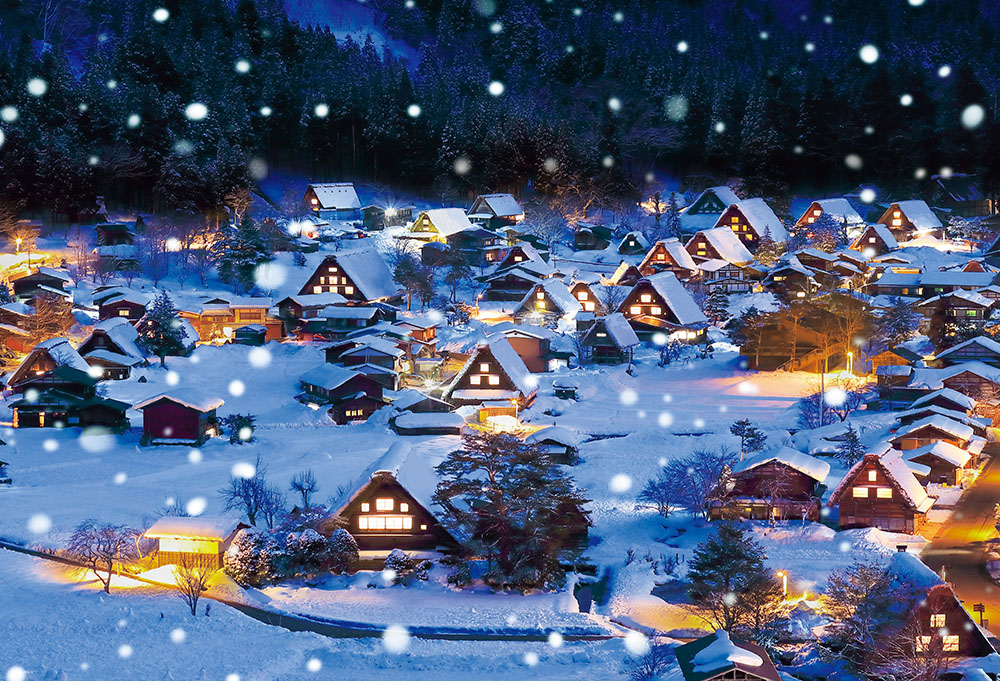 Spot Beverly Shirakawa Township snow scene luminous 1000 pieces Japan imported puzzle adult educational toys adult