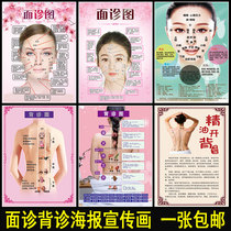 Beauty salon human body facial consultation area against meridians acupoints picture Chinese medicine back consultation physiotherapy poster decoration hanging painting