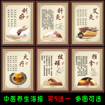 TCM acupuncture fire scraping massage pp jiao poster self-adhesive painting beauty care knowledge advertising pictures