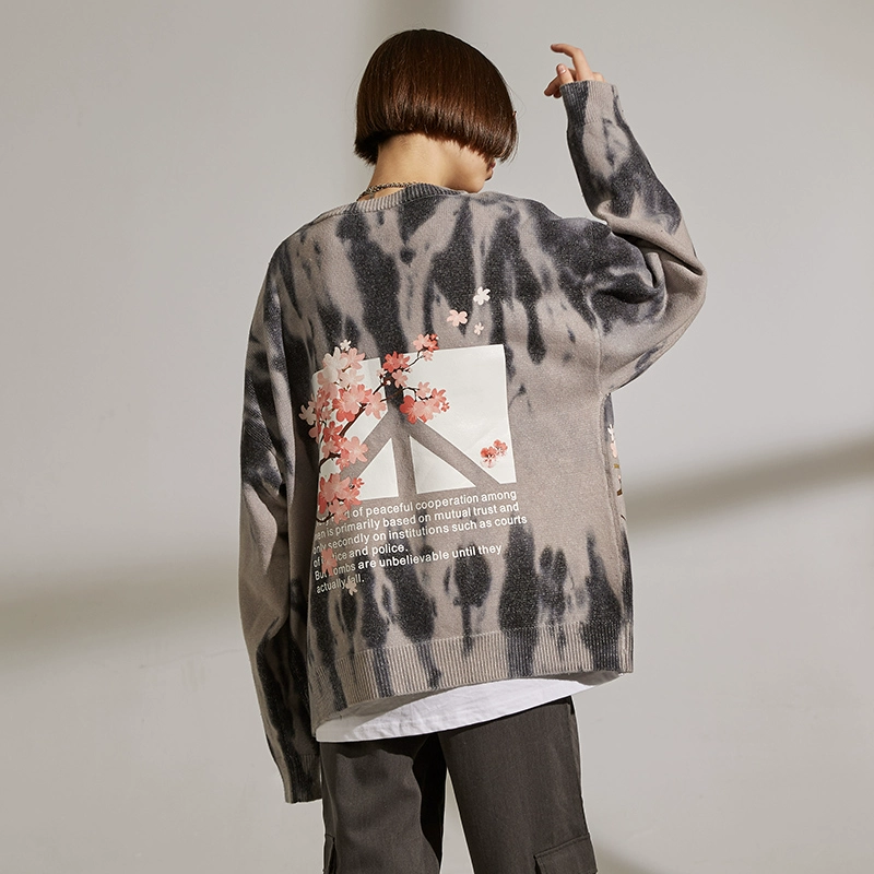 VERAF CA vài bộ trang phục gradient tie-dy phun sơn áo len nam xu hướng áo khoác hip-hop giản dị oversize - Cardigan