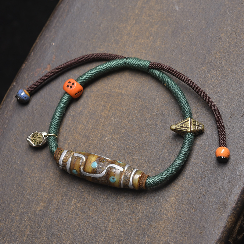Tibetan Traditional Jewelry Featuring Old Silver, Multi-Treasure Inlay, Dzi Beads, Waist Beads, Bead Bracelets, Ga'U Box, Copper Beads, and Braided Cord