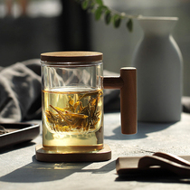 Polaroid fish heat-resistant glass Office water cup Filter with lid Creative tea cup Tea water separator for men and women