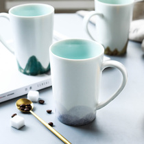 BLY Jingdezhen hand painted simple Chinese Feng Shui cup Ceramic coffee cup Small fresh elegant rhyme tea cup Mug