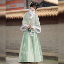 Ming Dynasty original Hanfu womens autumn and winter styles plus velvet warm coat Chinese style super fairy waist pleated skirt full set of ancient costumes