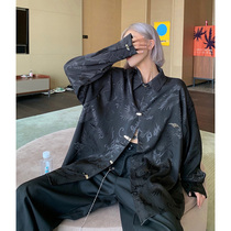 Why foam metal breasted Shirt female Hong Kong flavor loose polo collar niche chic jacket casual coat shirt