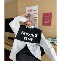 How to foam fake two long sleeve shirt female spring and autumn loose shirt design sense minority early autumn shirt lazy wind