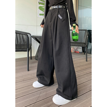 How To Foam Chic Harbor Wind West Dress Pants Women 2022 Spring New Loose Pure Color Minima Casual Long Pants