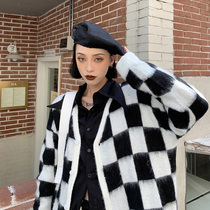 Why foam retro lazy style checkerboard sweater jacket sweater cardigan women 2021 New early autumn coat
