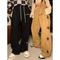 How Foam American Retro Straight Barrel Sports Pants Children Spring Autumn Hiphop High Street Casual Wear Pants Loose Trousers