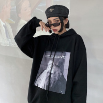 How to foam oversize printed even cap necropolis women 2022 New easy tide cool Lazy Wind and velvety blouses