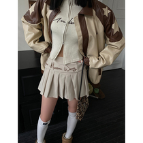 He Yimo niche design sense black high waist pleated skirt female 2023 early spring new letter embroidery hot girl skirt