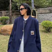 How to foam vintage retro Ming Line jacket Girl 2022 Spring new loose 100 hitch a little blouse