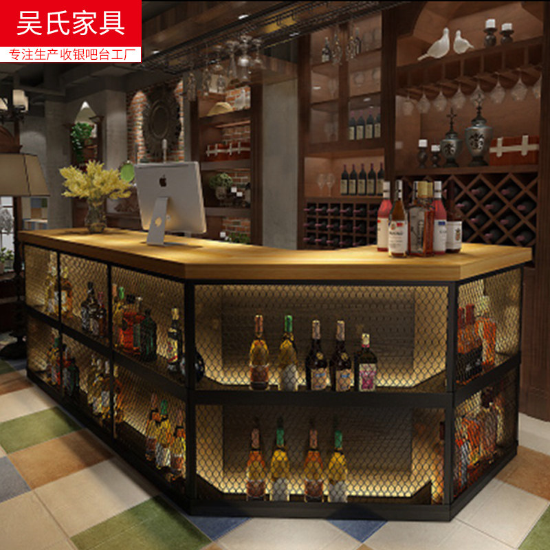 Retro industrial style bar bar table cash register corner hotel restaurant hot pot shop barbecue shop counter wrought iron